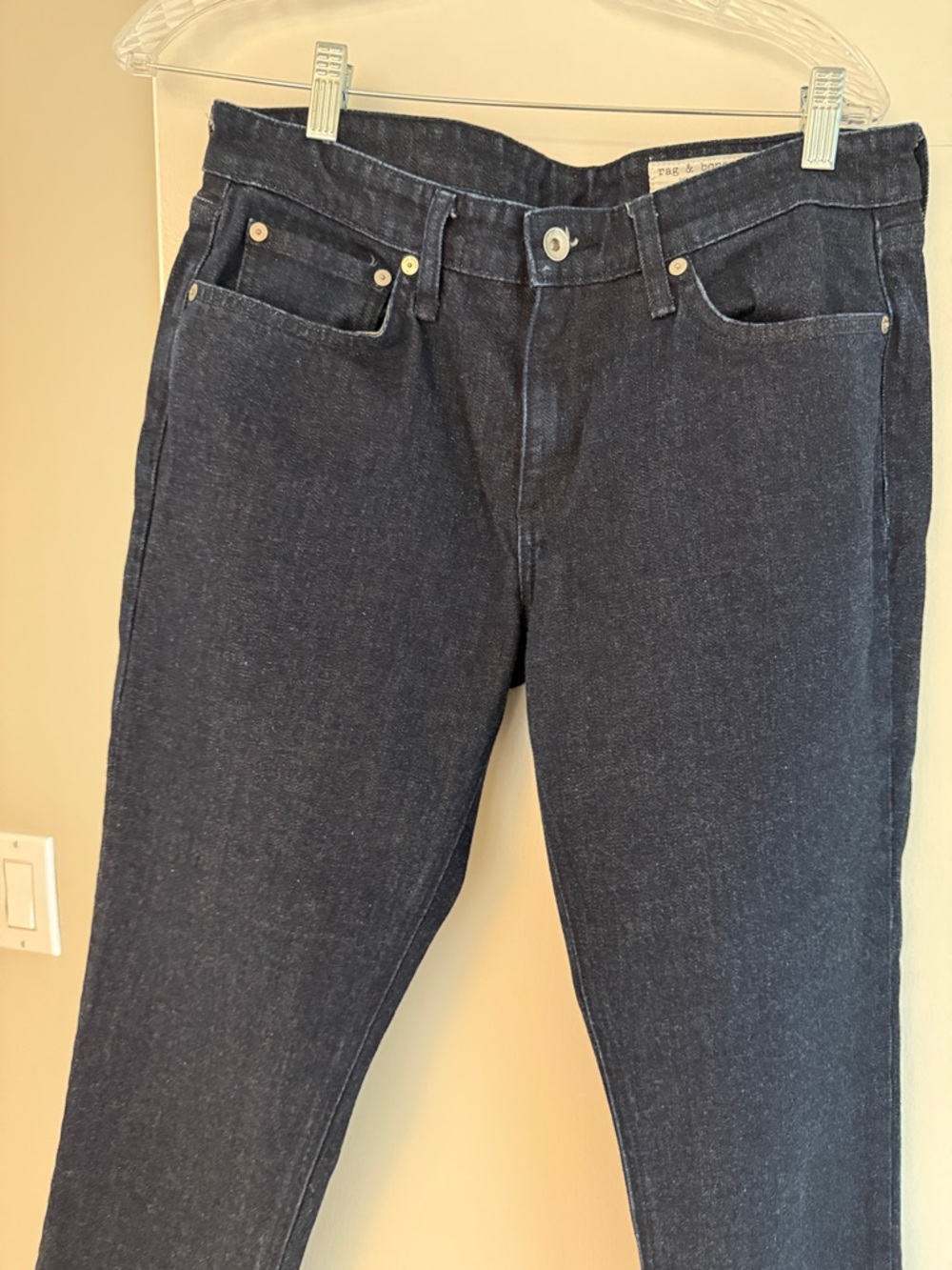 Like NEW or are NWOT Rag & Bone Dre low-rise slim boyfriend  dark Blue Jeans
